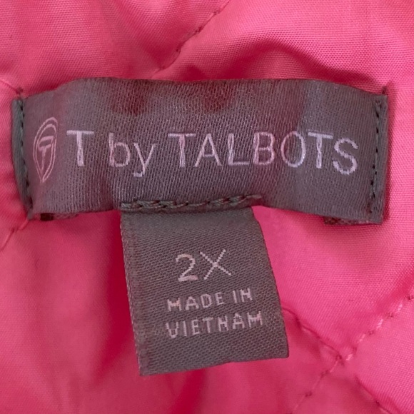 T by Talbots Lightweight Pink Diamond Quilted Puffer Vest Tulip Hem (Size 2X) - Picture 8 of 11